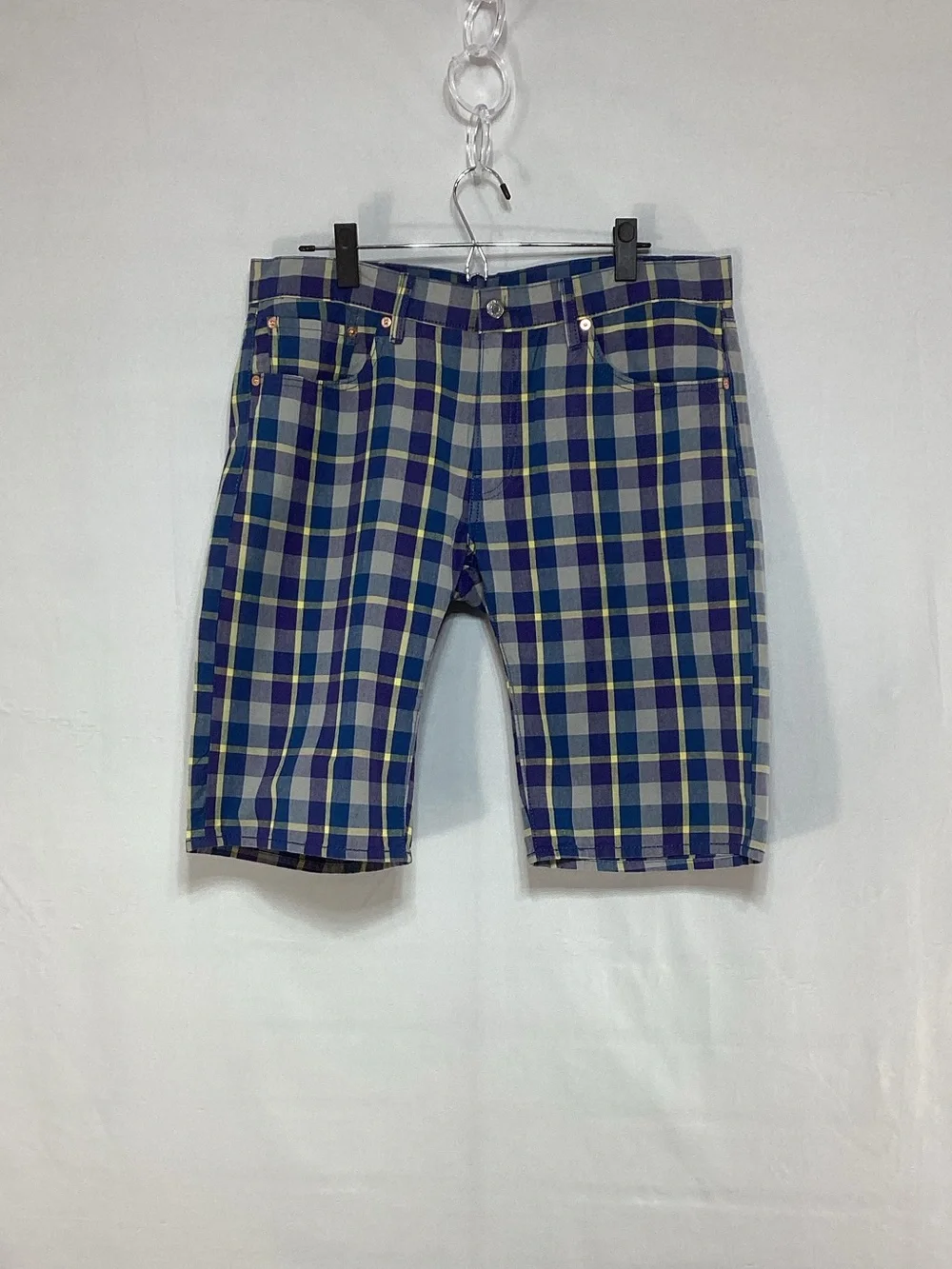 Levi's  504 Size 34 Men's Blue Plaid Shorts
